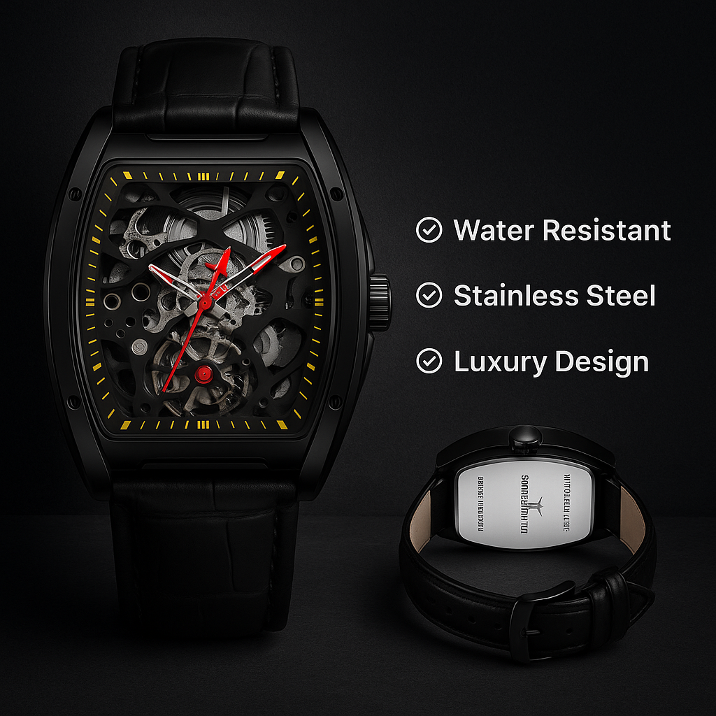 Design Automatic Mechanical Watch C Series Skeleton Analog Wristwatch