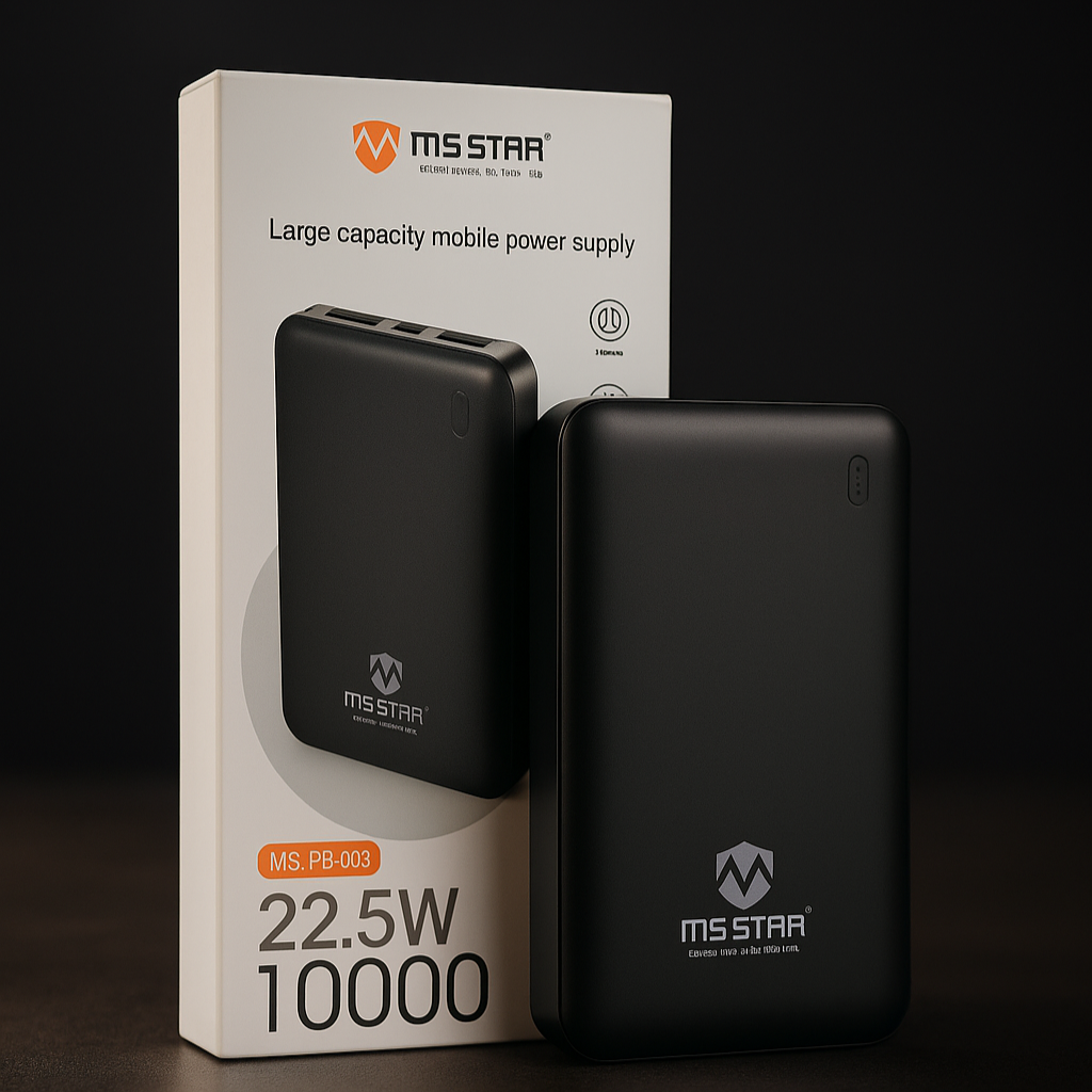 MS STAR 10000mAh Fast Charging Power Bank – 22.5W High-Speed Portable Charger