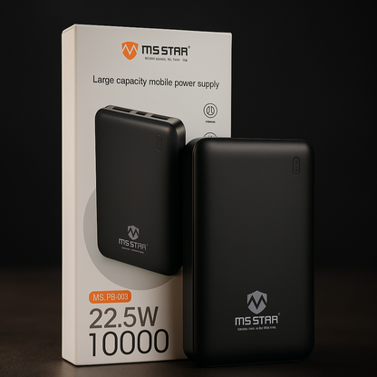 MS STAR 10000mAh Fast Charging Power Bank – 22.5W High-Speed Portable Charger