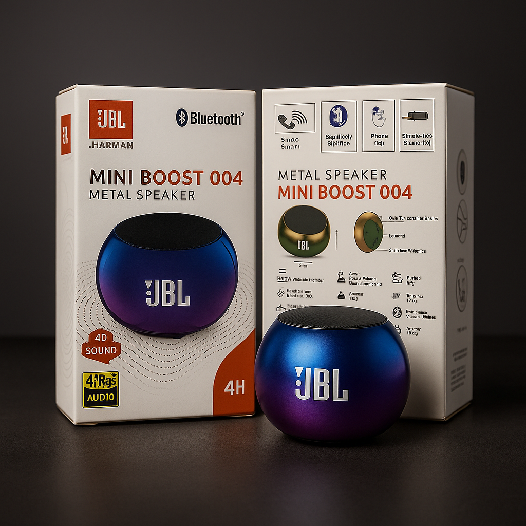 Mini Boost 004 – 4D Sound Metal Bluetooth Speaker | Compact, Stylish & Powerful