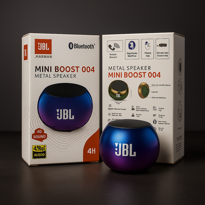 Mini Boost 004 – 4D Sound Metal Bluetooth Speaker | Compact, Stylish & Powerful